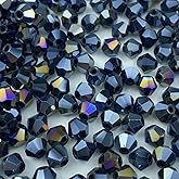 Xinhongo 600pcs Bicone Crystal Beads 3mm Crystal Glass Faceted Beads for Necklace Bracelet Earrings DIY Jewelry Crafts Making Supplies(Black AB)