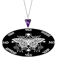 Blulu Butterfly Pendulum Board Dowsing Necklace Divination Altar Witchcraft Wooden Kit Chart Wiccan Wand Crystal Divinity Metaphysical Message Quartz Chakra Healing Stone(Black)