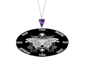 Blulu Pendulum Board Set Wooden Dowsing Divination Board Metaphysical Message with Crystal Divinity Pendulum Necklace for Witchcraft Wiccan Wand Altar Supplies, Butterfly Pattern