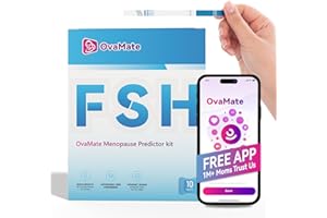 OVAMATE Menopause Rapid Test, FSH Hormone Test for Women at Home, Hormone Balance Test Strips with Optimal Sensitivity, Calculator APP (for iOS & Android) Accurately Track. 10 Pieces.