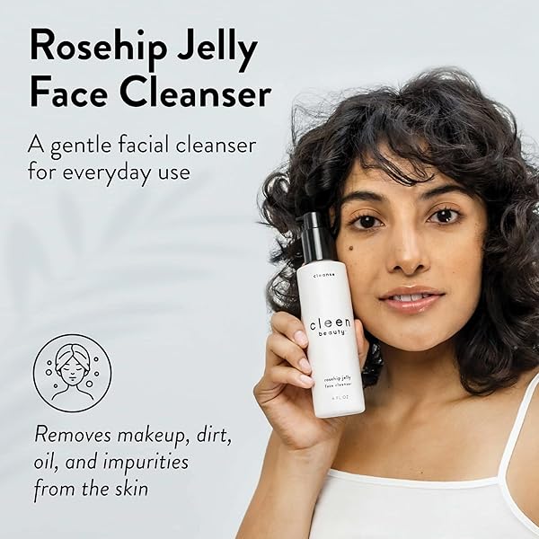 CLEEN BEAUTY ROSEHIP JELLY FACE CLEANSER | JELLY FACIAL CLEANSER WITH ROSEHIP OIL & ROSE WATER | FACE WASH FOR WOMEN | GENTLE FACE CLEANSER FOR WOMEN – PARABEN FREE | ROSEHIP FACIAL WASH (6 FL. OZ)