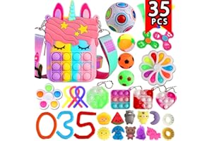 FYJOUS Fidget Purse, 35 Pack Fidget Toys Party Favors For Kids 8-12 Girl Gifts Pop Unicorn Bag With Spinner Autism Sensory Mini Toys Classroom Prizes Goodie Bag Birthday Xmas Stocking Stuffers For Teens Girl