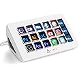 A.JAZZ AKP153 Stream Studio Controller Keypad Type-c Wired with 15 Macro LCD Key&1 Side Screen Display Detachable Stand for Multi Action Triggered in Win MAC Twitter TikTok YouTube OBS App(White)