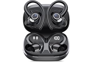 JESEBANG Wireless Earbuds, Bluetooth 5.4 Headphones Sport, Over Ear Buds With ENC Noise Cancelling Mic, 48H, Wireless Earphone With Earhooks, Stereo Deep Bass, IP7 Waterproof ear bud for Workout Running, Black