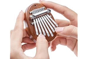 Lronbird Mini Kalimba 8 Key Exquisite Finger Thumb Piano Gifts for Kids Beginners Music Lovers Players, Cute Miniature Things Instrument Pendant Keychain Accessories for Christmas Tree Ornament (Oval)