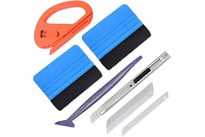 FOSHIO Car Vinyl Wrap Window Tint Film Tool Kit Include 4 Inch Felt Squeegees, Retractable 9mm Utility Knife & Snap-Off Blade