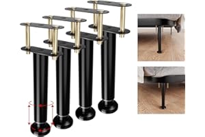 RUIRU BRO Adjustable Bed Frame Support Legs,Metal Bed Center Slat Heavy Support Leg,UPGRADE Under Bed Support, Bed Slat Reinforcement Kit,Bed Support Legs for Bed Frame Replacement,More Stable, More Quiet(4pcs)