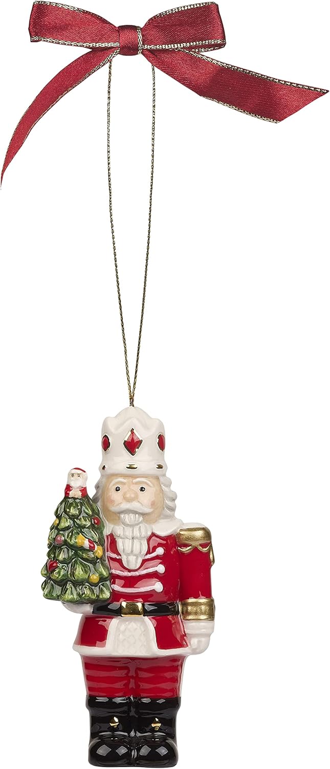 Nutcrackers - Spode Christmas Tree Collection Nutcracker with Tree Ornament, Measures at 4-Inch, Hanging Ornament, Holiday Décor, Napkin Ring, Festive Home Decorations