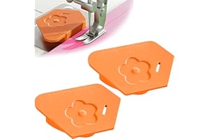 TOOVREN 2PCS Magnetic Seam Guide for Sewing Machine, Multifucntional Polygonal Magnet Seam Hemmer Guide with Scale, Universal Sewing Supplies and Accessories (Orange)