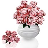 LJYttdm Pink Roses Bouquet Building Set-12Pack,Artificial Flowers Botanical for DIY Artificial Flower Decoration.Retro Plant Series Home Decoration, Romantic Gift for Valentine's Day, Anniversary