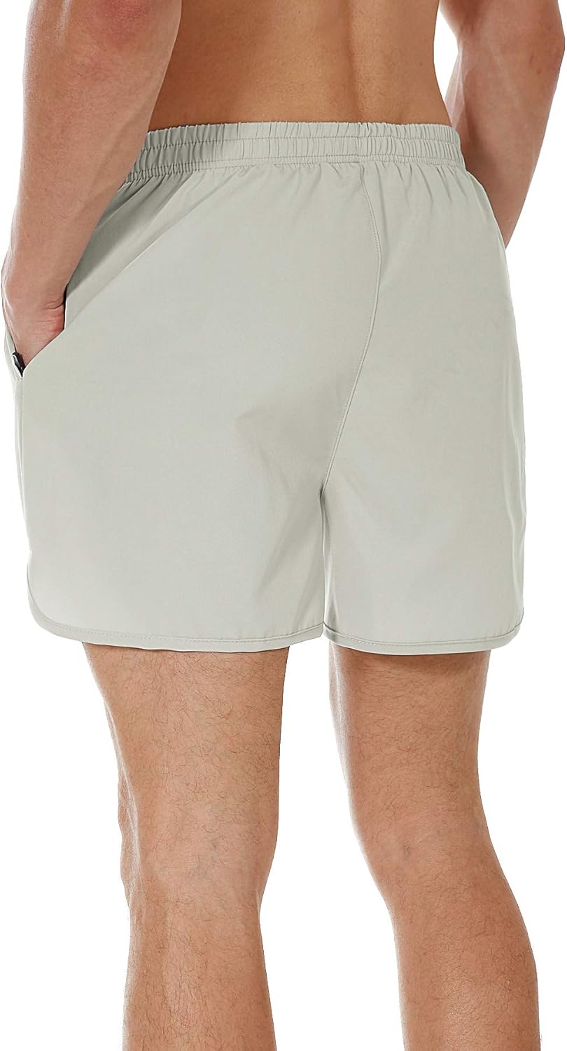 SILKWORLD Men's Running Stretch Quick Dry Shorts with Zipper Pockets(Pack of 2,3): Clothing