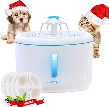 Docatgo Fontaine à Eau Pour Chatfontaine Pour Animaux De Compagnie Avec Lumière Led3 Modes De Débit Deau Veilleuse à Led Idéal Pour Chats Et Les