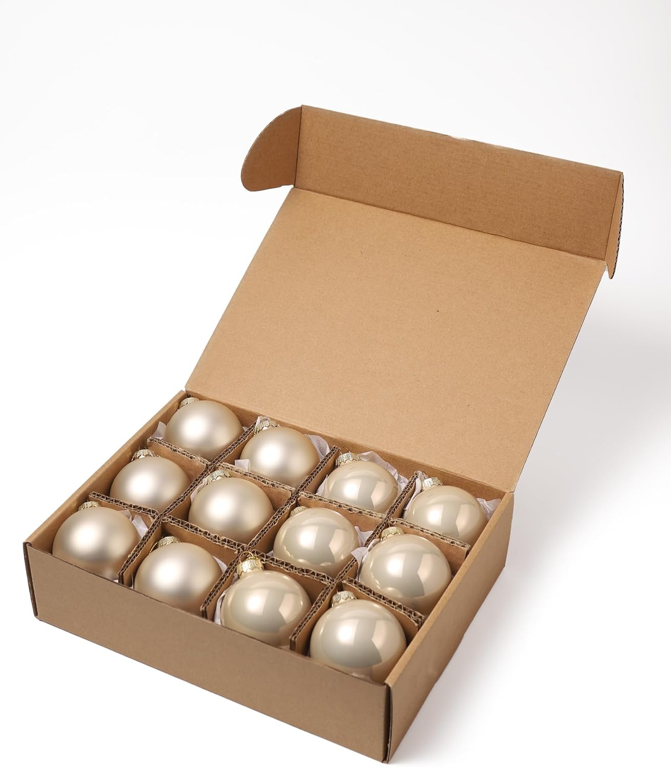 Ornaments - WDS WONDROUS Glass Christmas Hanging Ball Ornaments, Set of 12 Decorative Balls for Xmas Tree Decoration, 2.36inch Glass Ball Present for Holiday, Wedding, Engagement (Champagne)