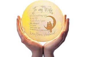 Calibron Gifts for Wife from Husband, Wife Birthday Gift Ideas Engraved Moon Lamp, Wedding Anniversary Birthday Gifts for Wife Moon Light with Wooden Stand