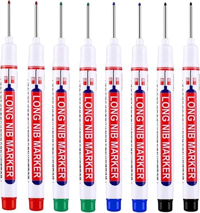 Couduan 8 Pcs Long Nib Marker Pens Waterproof Multi-Purpose Deep Hole Drill Pen