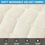 LINGKY Soft Flannel Sofa Covers 1 2 3 Seater Non-Slip Beige White 70x70cm view 6