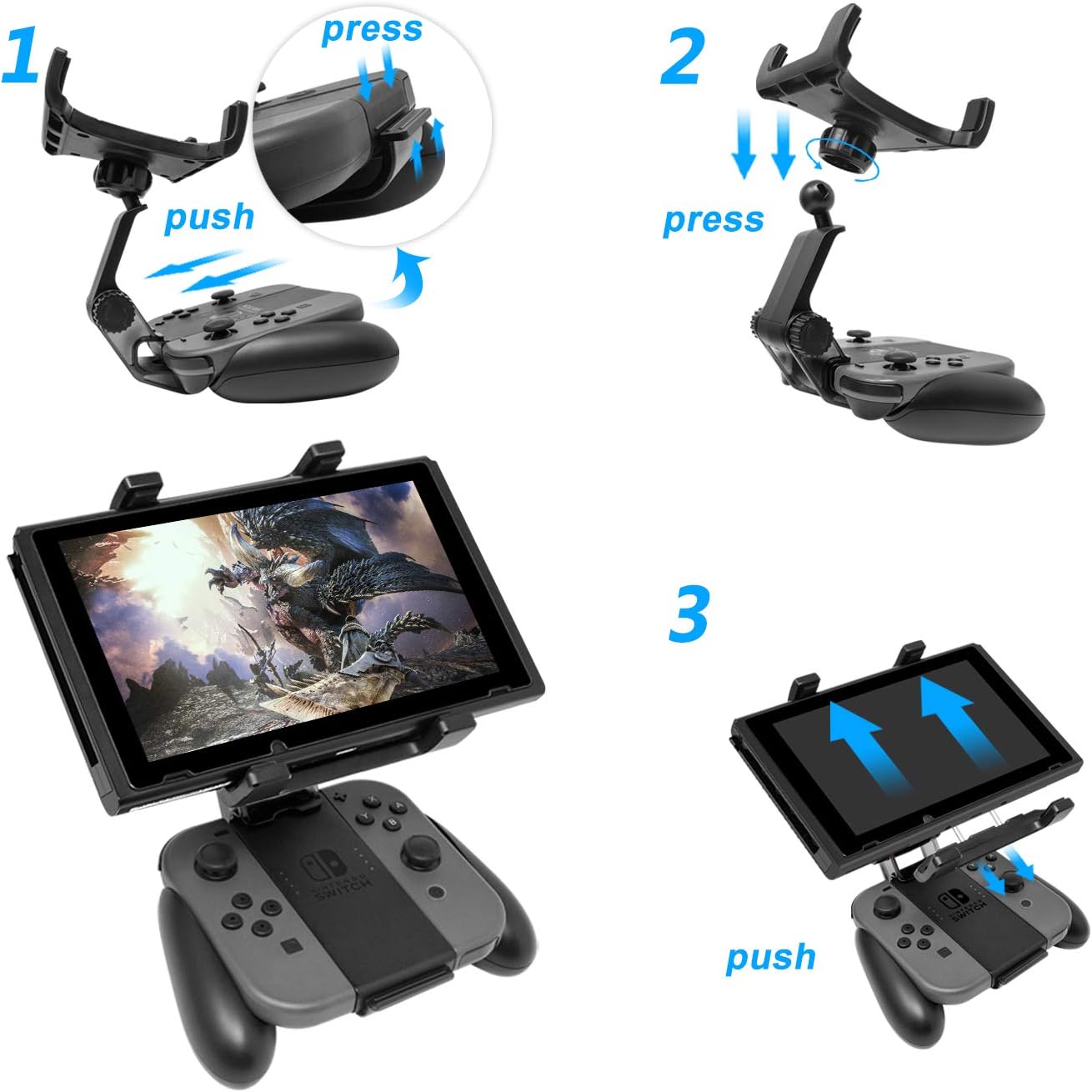 Handle Bracket for Nintendo Switch Joy-Con, Adjustable Clip Clamp Mount Holder for Nintendo Switch/Nintendo Switch Lite Console: Electronics