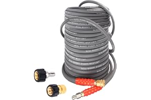 Heliwoo 3/8'' Pressure Washer Hose 100 FT, Hot and Cold Water Power Washer Hose Max 248°F, Commercial Industrial Grade Steel Wire Braided Kink Proof Extension Hose with 3/8 Quick Connect -4800 PSI