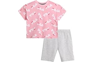 Fila Girls Shorts Set - 2 Piece Soft Breathable Toddler Girl Biker Shorts and Short Sleeve Shirt for Little Girls (2T-6X)
