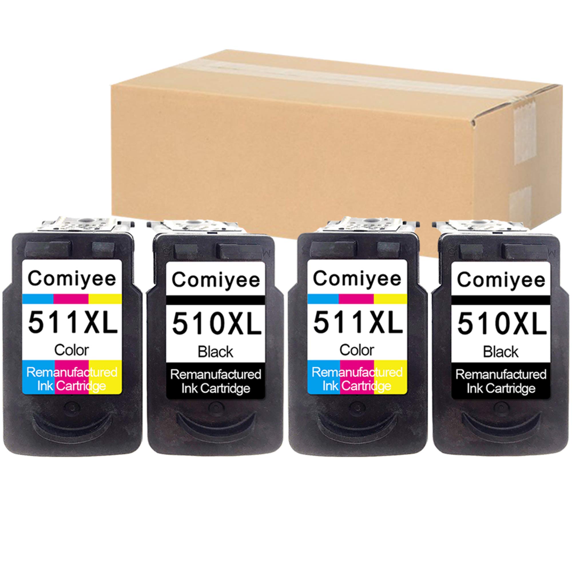 Comiyee 4 Remanufactured Ink Cartridges Replacement for PG-510 CL-511 XL Compatible for PIXMA iP2700 MP230 MP240 MP250 MP270 MP280 MP492 MP495 MX320 MP235 MP252 MP272 MP282 MP480 MP490 MP499