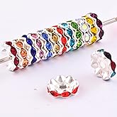 12mm Rhinestone Beads for Pen Making Bulk 100pcs Multicolor Wave Space Beads for Pens,Diamond Crystal Beads for Beadable Pens DIY Bracelet Jewelry Making Craft Supplies