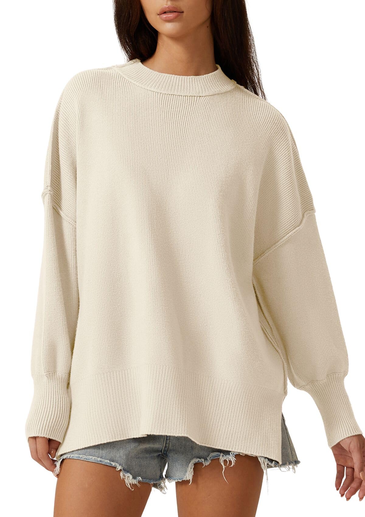 QINSEN Fashion Woman's Relax-fit Sweater Top Long Sleeve Fall