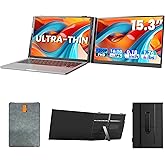 Laptop Screen Extender, Ultra-Thin 15.3" FHD 1200P 16:10 Portable Monitor for Laptop, Lightweight Dual Monitor Extender Plug & Play for 14"-17.3" Laptops, Compatible with Wins/Mac/Chrome/Linux