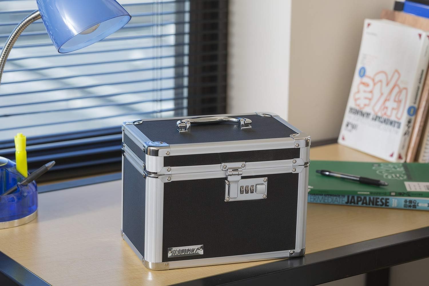 Vaultz Combination Lock Box, 7.75 x 7.25 x 10 Inches, Black (VZ00102-2) : Record Storage Boxes : Office Products