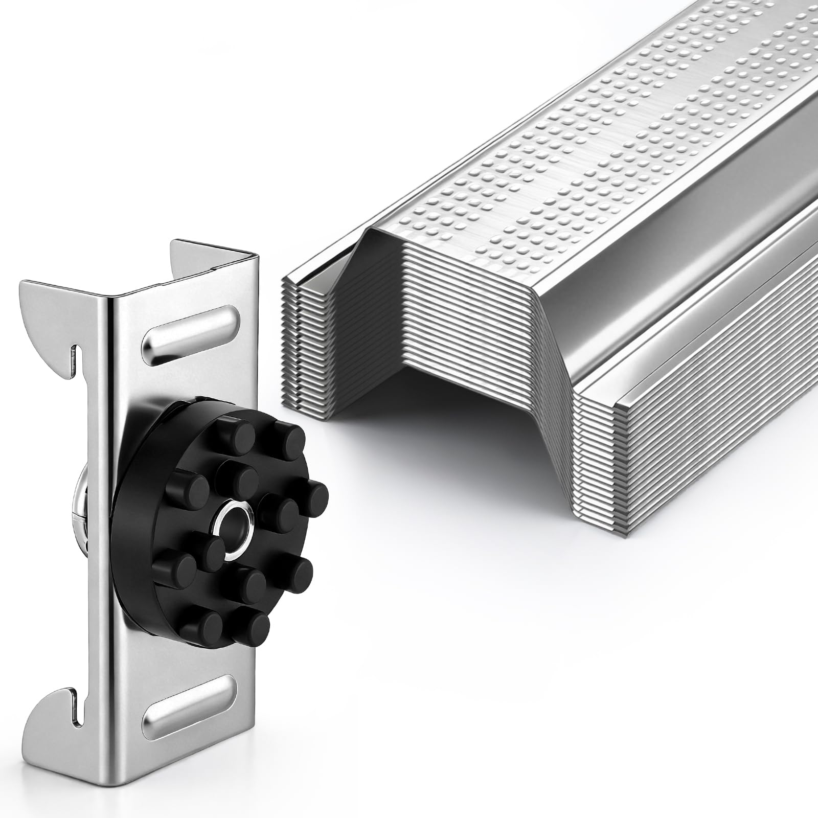 Photo 1 of Nuanchu 20 Pcs 4.3ft Resilient Metal Hat Channel with 50 Pcs Soundproofing Sound Isolation Clips from Noisy Neighbors for Apartment Recording Studio Sound Proofing for Walls and Ceilings(Black)