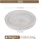 Hanobe Round Wooden Coffee Table Tray 11.2 Inch Distressed White Rustic Decor view 3