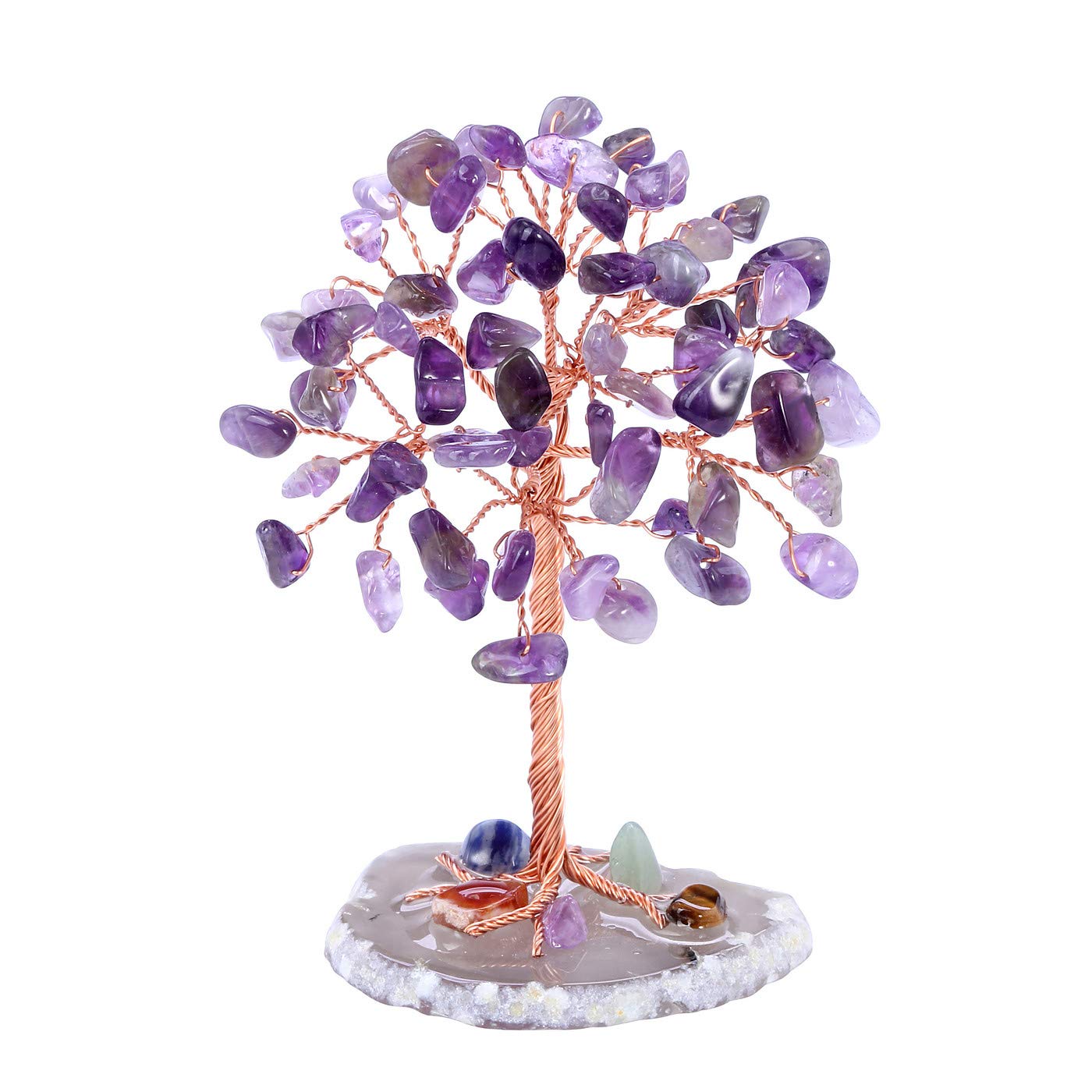 JSDDE Mini Crystal Healing Crystal Tumble Stone Life Feng Shui Gemstones Agate Money Tree Figurines Ornament (Amethyst)