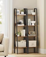 VASAGLE 4-Tier Ladder Shelf Industrial Rustic Brown Black LLS108B01 view 7