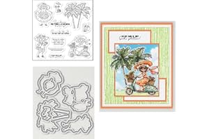 Old Lady by the Seaside Silicone Clear Stamp with Carbon Steel Die-Cut for Scrapbooking & Journal Decorations DIY Album Card 