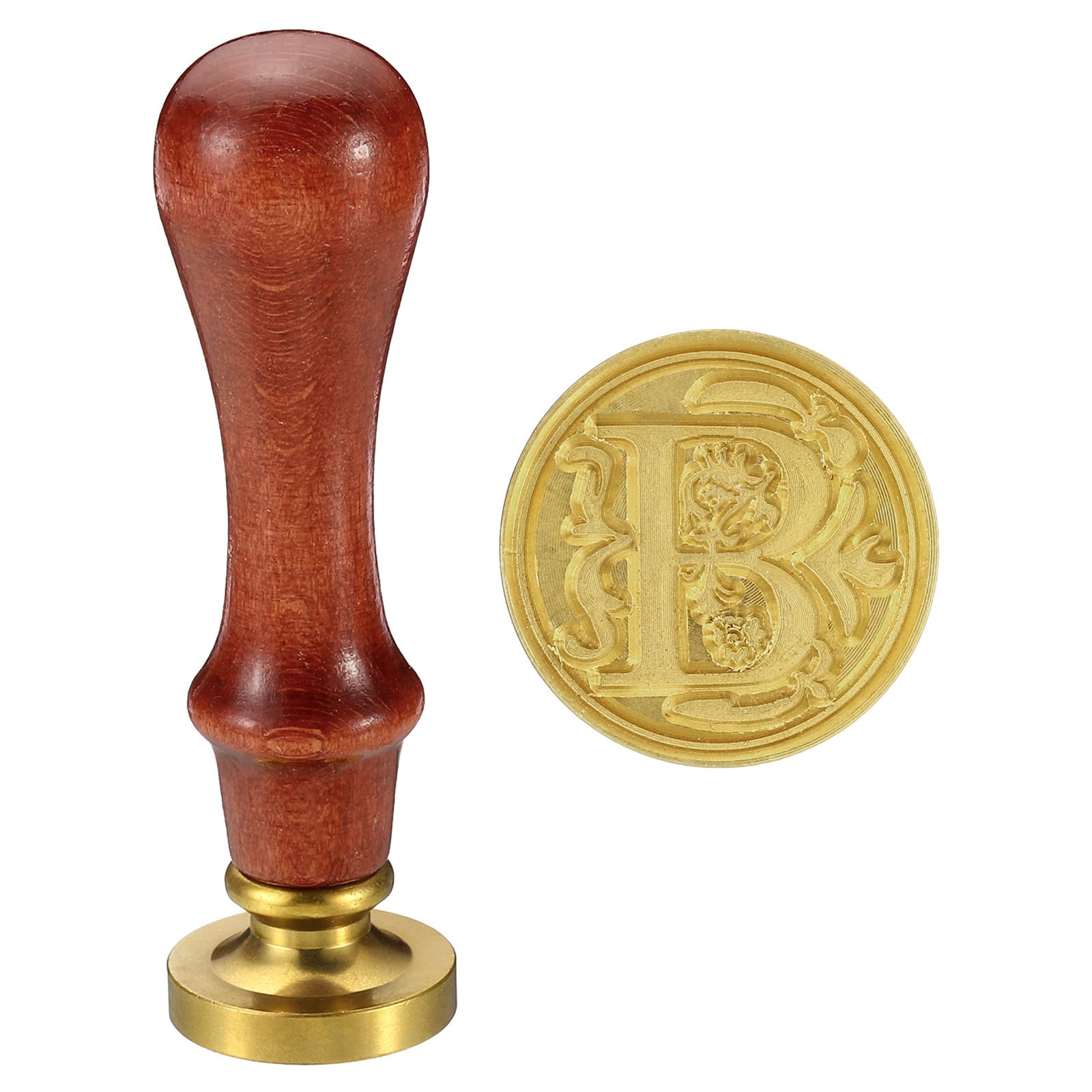 PATIKIL Alphabet B Wax Seal Stamp, Initial Letter Sealing Wax Stamp Classic Retro Removable Brass Head Wooden Handle for Envelope Invitation Cards, Style 2