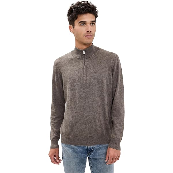 perry Perry Ellis Men's Quarter Zip Sweater, Charcoal Heather, XX