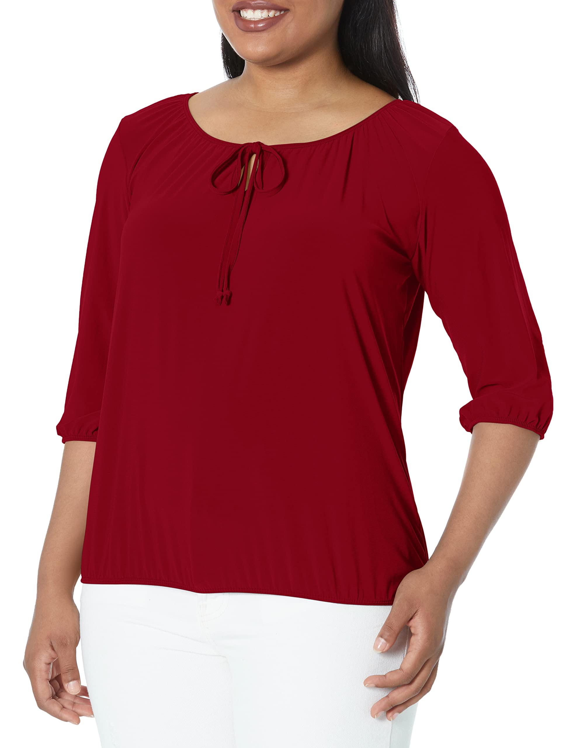 Star Vixen Women's Plus Size 3/4 Sleeve, Front Tie