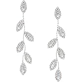 SWEETV Crystal Wedding Earrings for Brides, Bridesmaid, Bridal Earrings for Wedding, Fancy Cubic Zirconia Rhinestone Dangling Earrings for Women Prom Party Jewelry Gifts, Silver/Gold Plated