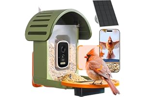 WLNYUGS Smart Bird Feeder with Camera, 2.5K UHD Bird Feeder Camera Solar Powered, Sensitive AI Identification, Instant Alerts Capture Video, IP66 Waterproof for Outdoor, Ideal Gift, Green