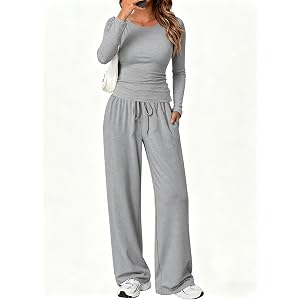 2 Piece Set Women, Long Sleeve and Pants Set, Matching Outfit Casual Lounge Set for Daily Wear Travel Street Style