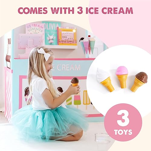 Ice Cream Cart, Kids Playstand Play Shop with Pretend Foods 49