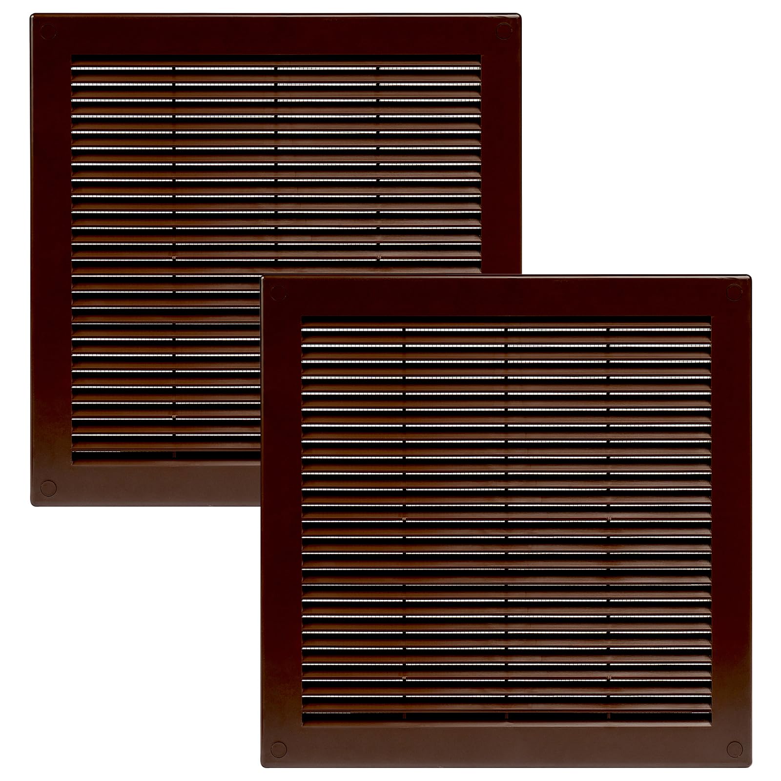 Vent Systems 300 x 300 mm / 12'' x 12'' Inch Brown Soffit Vent Cover - Pack of 2 - Flat Square Air Vent Louver - Grille Cover - Built-in Insect Screen - HVAC Vents for Bathroom, Home Office, Kitchen — image 1