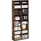 Furinno Jaya DVD Shelf, 16-Shelf Wide CD Rack, Media Shelf with Adjustable Shelves, 8 x 2 DVD Storage Cabinets for CD Bluray Game Disc, Easy Assembly, for Living Room, Home Office, Amber Pine
