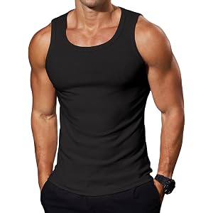 Comdecevis Men's Ribbed Muscle Tank Tops | Soft Stretch Fabric, Fitted Silhouette, Breathable Comfort, Layering Essential, Gy