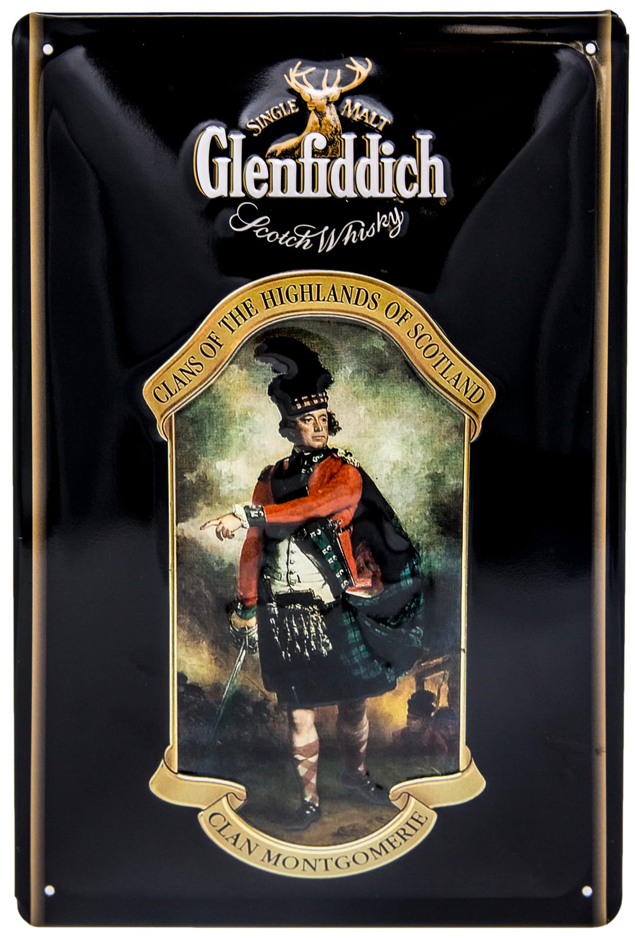 Retro Whisky Tin Sign Suitable for GLENFIDDICH Single Malt Scotch Lovers and Connoisseurs - Embossed Tin Sign for Scotland Fans, 30 x 20 cm