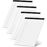 Roneky Legal Pads 5x8 Inch, 4 Pack, Narrow Ruled, 5x8 White Legal Pad, Mini Double-Sided Printing Notepad Perforated Note Pads 5x8 Lined Paper, Lined Writing Pads for Office Home School, 30 Sheet/Pad