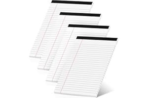 RONEKY Legal Pads 5x8 Inch, 4 Pack, Narrow Ruled, 5x8 White Legal Pad, Mini Double-Sided Printing Notepad Perforated Note Pads 5x8" Lined Paper, Lined Writing Pads for Office Home School, 30 Sheet/Pad