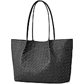 Kattee Woven Tote Handbag for Women, Leather Large Tote Purse for Women Hobo Shoulder Bag Weekender Bags,14L | Woven, Leather, Large, Tote Purse, 14L