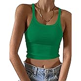 MISSACTIVER Women’s Basic Rib Knit Crop Tank Top Casual Solid Scoop Neck Sleeveless Crop Top Camisole