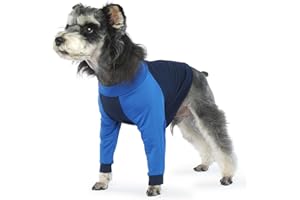 LeLePet Dog Recovery Suit for Front Legs, Dog Sleeve to Stop Licking, Elbow Protector for Leg Injuries Shoulder Wounds After Surgery Male Female,Zippered Long-Sleeved Shirt Cone Alternative(S-3XL)