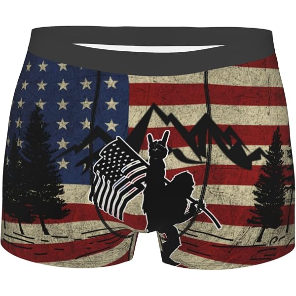 Bagea-Ka American Flag Boxer Briefs For Men - Patriotic USA Pattern Stretch Trunks, Breathable & Comfortable Underwear